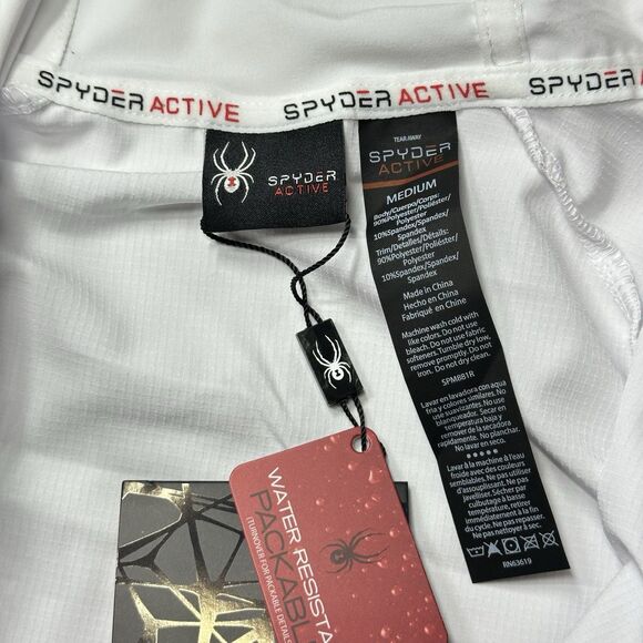 NEW Spyder Active Hoodie Pullover Light Sweatshirt White SPM881RD Men SZ Medium - Picture 11 of 15